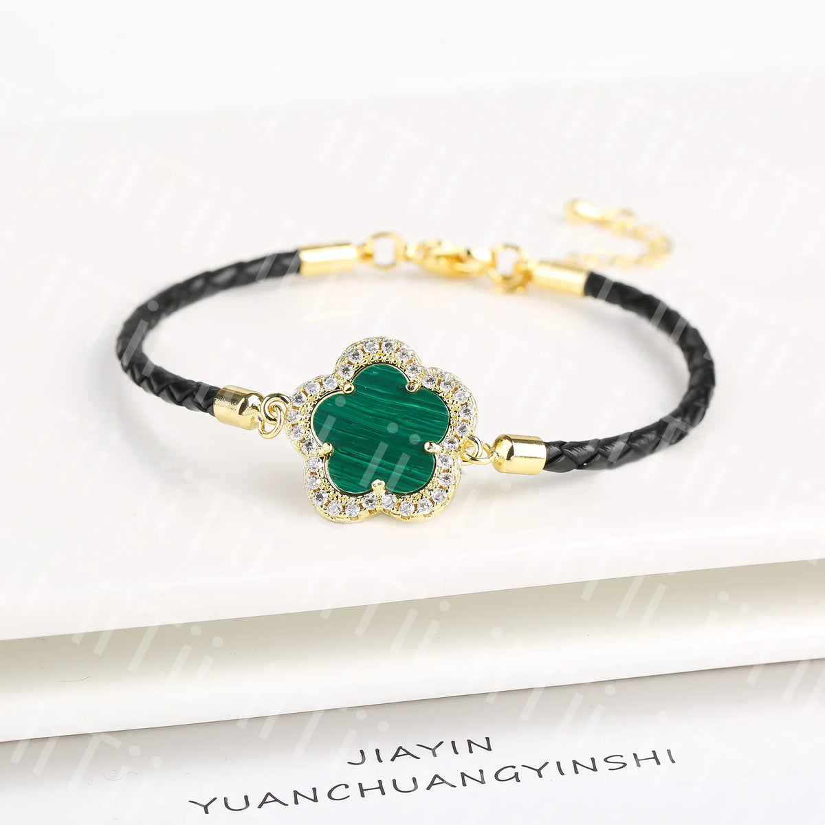 Zirconia Flower Leather Braided Bracelet for Women | 39 Colors Fashion Bracelet Qme Color 3
