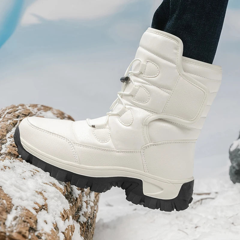 Women's Plush Snow Boots – Waterproof Platform Winter Ankle Women's Snow Boots Qst