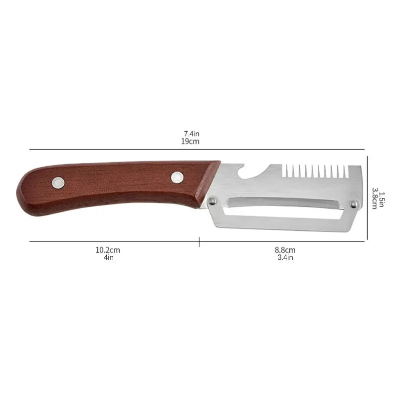 3-in-1 Stainless Steel Peeler with Wooden Handle | Qme Kitchen Peeler Tool Qme