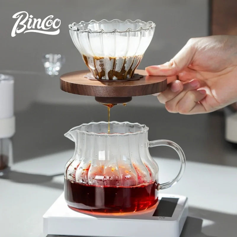 BINCOO Pour Over Coffee Kit – Dripper, Carafe, Kettle & Grinder Pour Over Coffee Set Qst