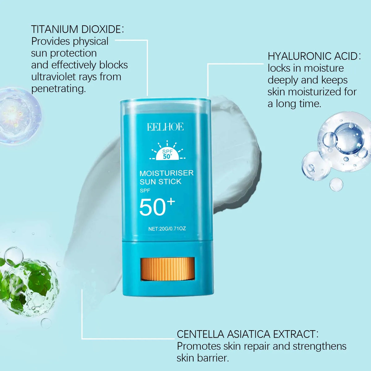 Eelhoe Moisturizing Sunscreen Stick – UV Protection 20g Sunscreen Stick Qst
