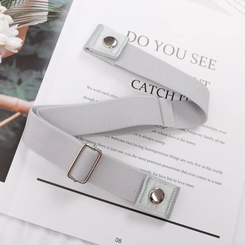 Women's Buckle-Free Elastic Invisible Belt – 29 Colors Elastic Invisible Belt Qme Silver 60-95cm China Mainland