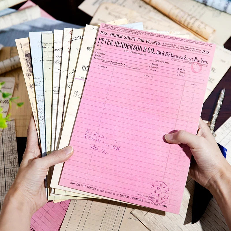 30 Sheets Vintage Bill Style DIY Scrapbooking Material Paper Decorative Craft Paper Qme