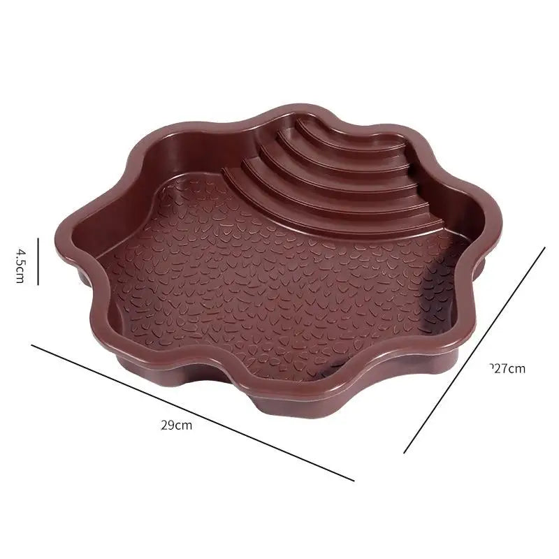 Reptile Water Dish with Anti-Slip Rock Ladder | Turtle Gecko Bowl Reptile Water Dish Qst 07