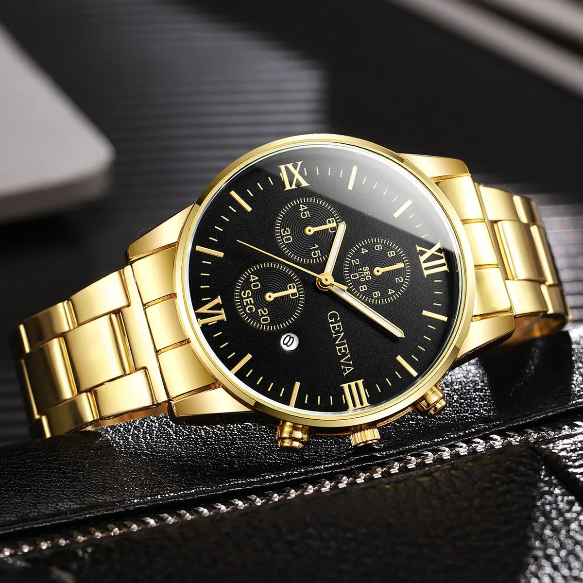 Men's Steel Strap Watch – Luminous Hands & Calendar Dial Men's Wristwatch Qme