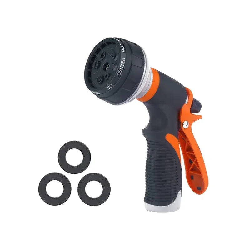 8-Pattern Garden Hose Nozzle – Multifunctional Water Spray Gun Garden Hose Nozzle Qme Orange