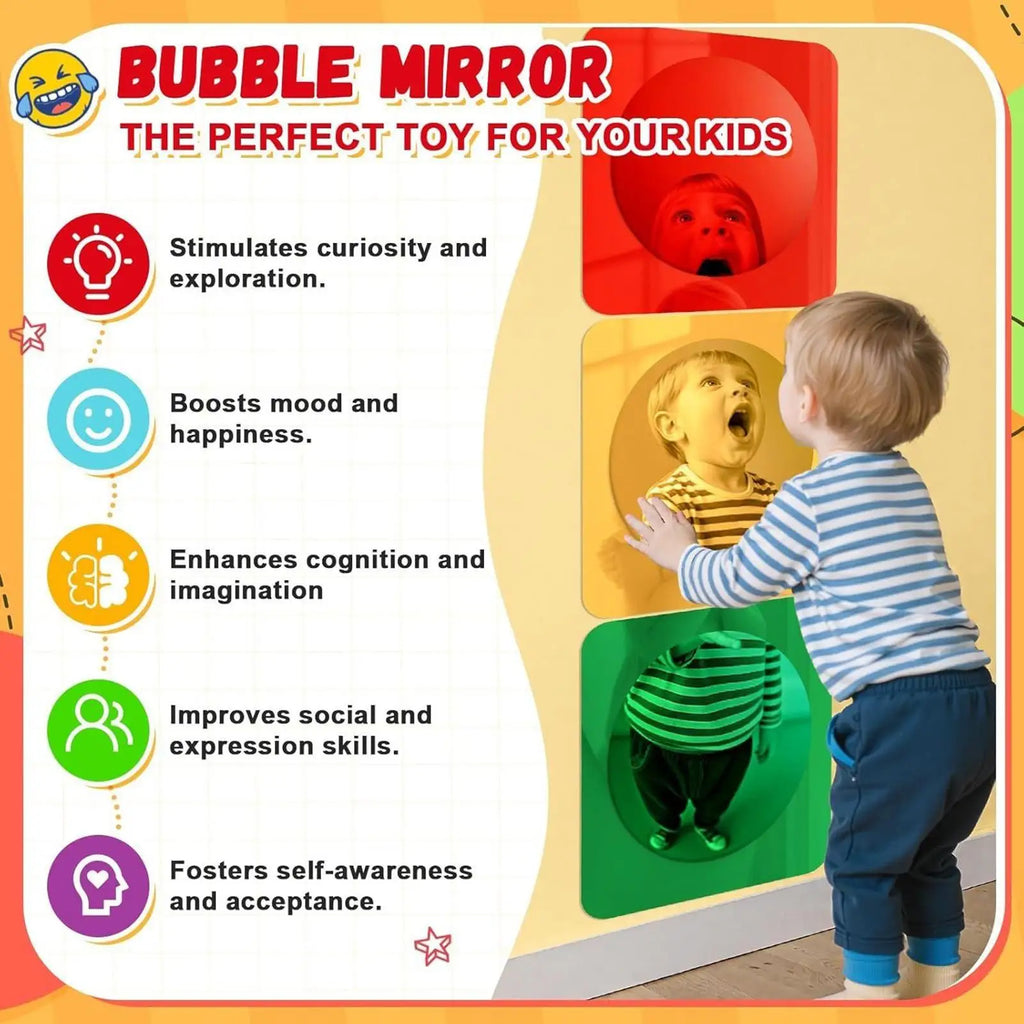 Kids Acrylic Sensory Mirror Set – 3-Piece Toddler Interactive Toy Sensory Mirror Set Qme