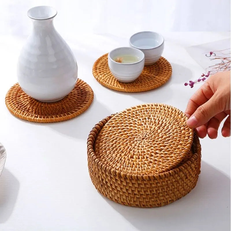 Rattan Woven Coasters & Placemats – Handmade Bowl Pads | Qme Rattan Coasters Qme