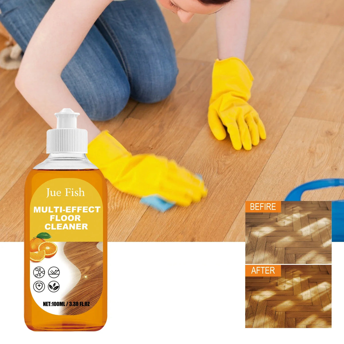 Wood Floor Brightening Cleaner, Polish & Stain Remover Floor Cleaner Qme