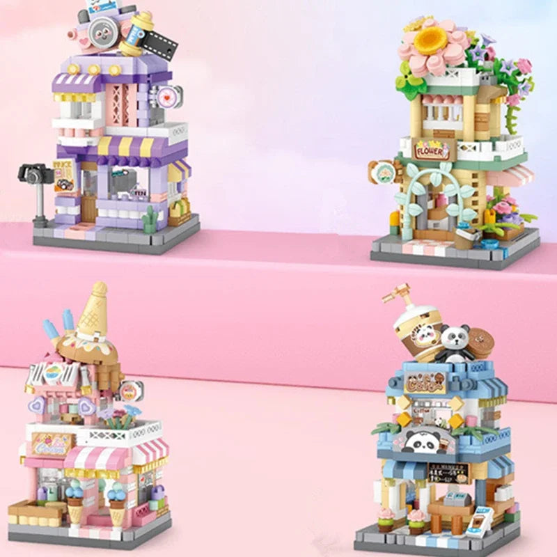 Street View Mini Building Blocks Set – Food & Shop Scenes Mini Building Blocks Set Qme