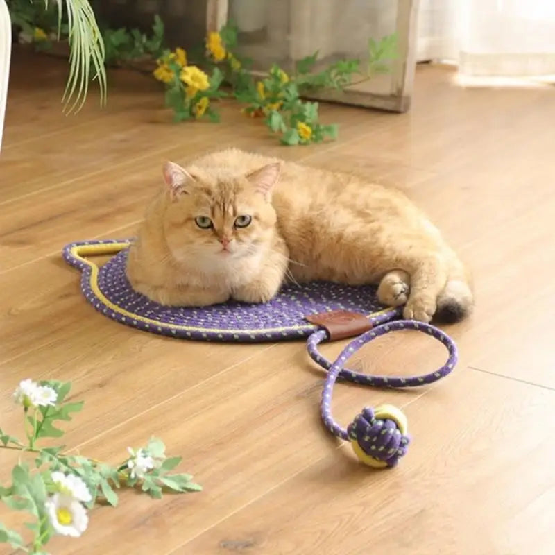 Round Cat Scratching Board – Indoor Hemp Rope Scratcher Mat Cat Scratcher Mat Qme