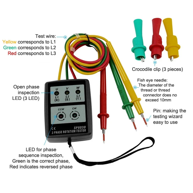 3-Phase AC Rotation Tester & Phase Sequence Indicator | Qme Phase Sequence Tester Qme