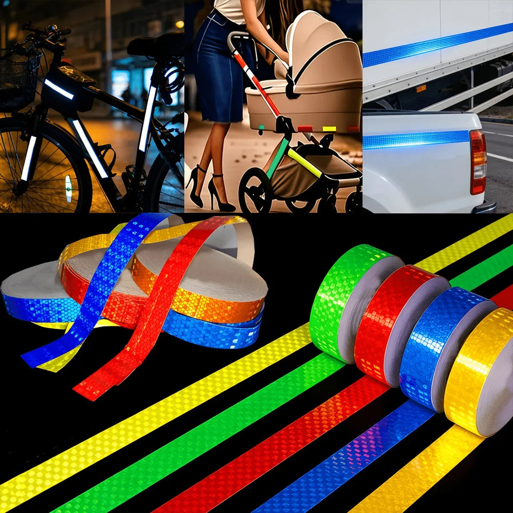 Reflective Warning Tape Strip – Waterproof PVC Safety Sticker Reflective Safety Tape Qme