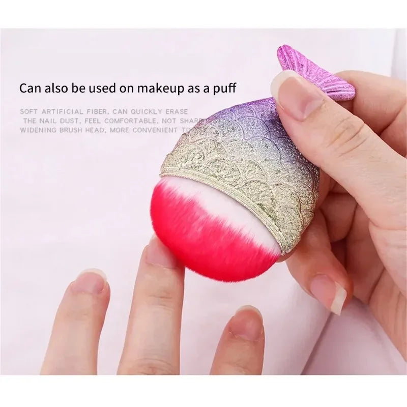 Fishtail Nail Brush – Soft Cosmetic Dust Brush, 14 Colors Nail Care Brush Qme
