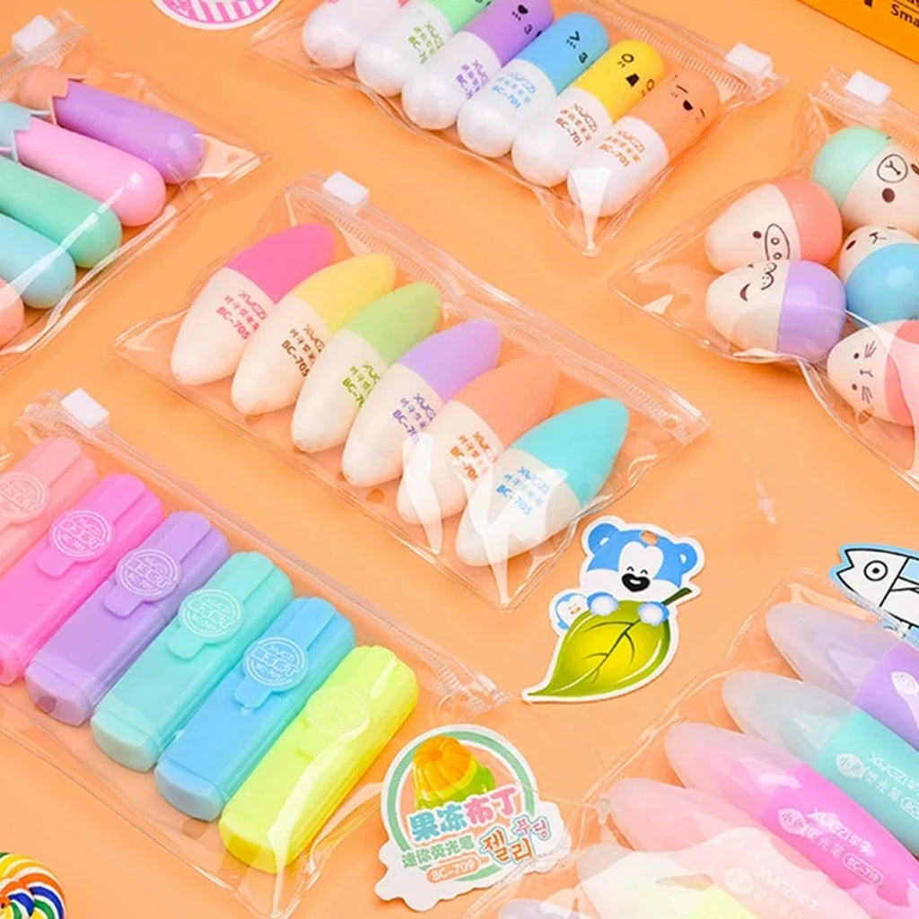 Kawaii Mushroom Leaf Highlighter Chalk Marker Pens – 6 Pcs Highlighter Marker Set Qme
