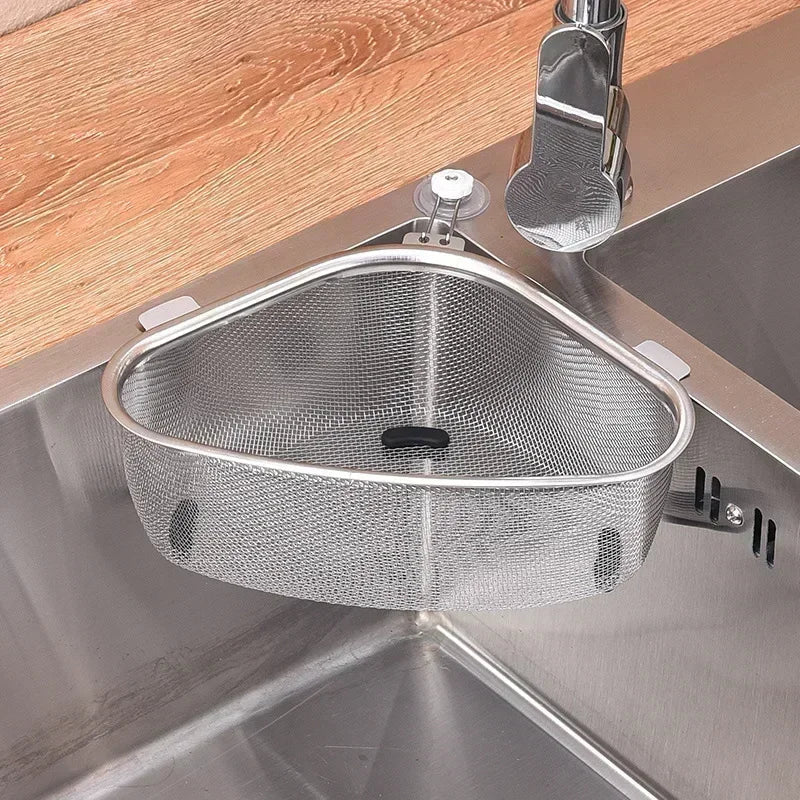 Stainless Steel Triangle Sink Drain Basket | Kitchen Organizer Sink Drain Basket Qme