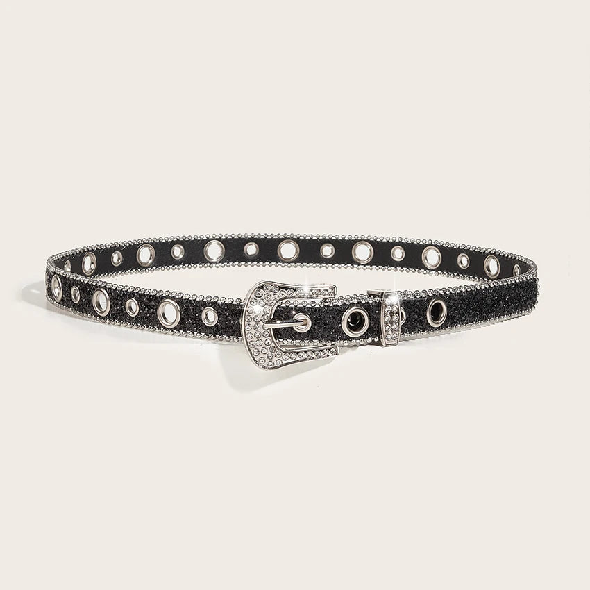 Women's Sequin Rhinestone Belt – Stylish PU Pin Buckle Fashion Belt Qst