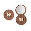 Double-Sided Waffle Compact Pocket Makeup Mirror Slide Cover Compact Makeup Mirror Qst Coffee