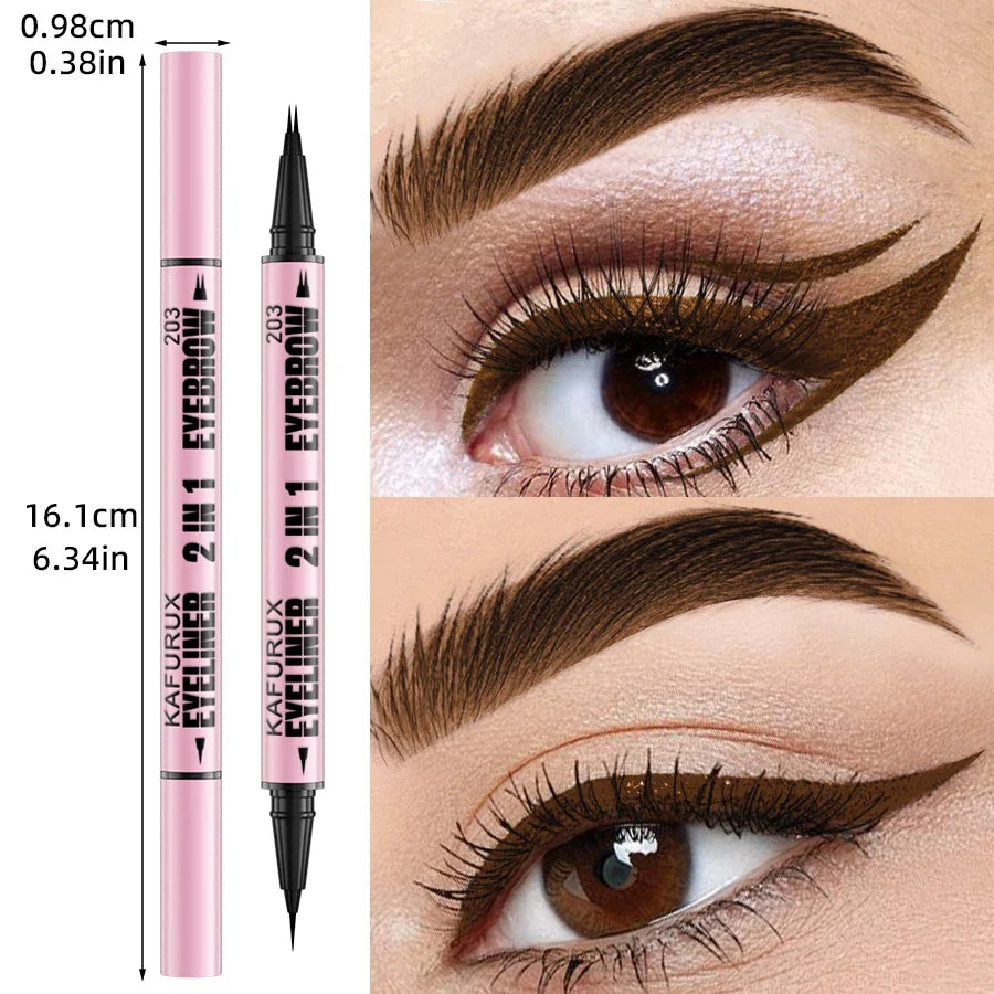 Waterproof Double-Ended Eyebrow Pen & Eyeliner – 4 Colors Eyebrow Pen & Eyeliner Qme