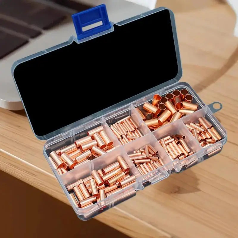 414-Pc Non-Insulated Copper Butt Terminal Assortment Kit Crimp Terminal Kit Qme