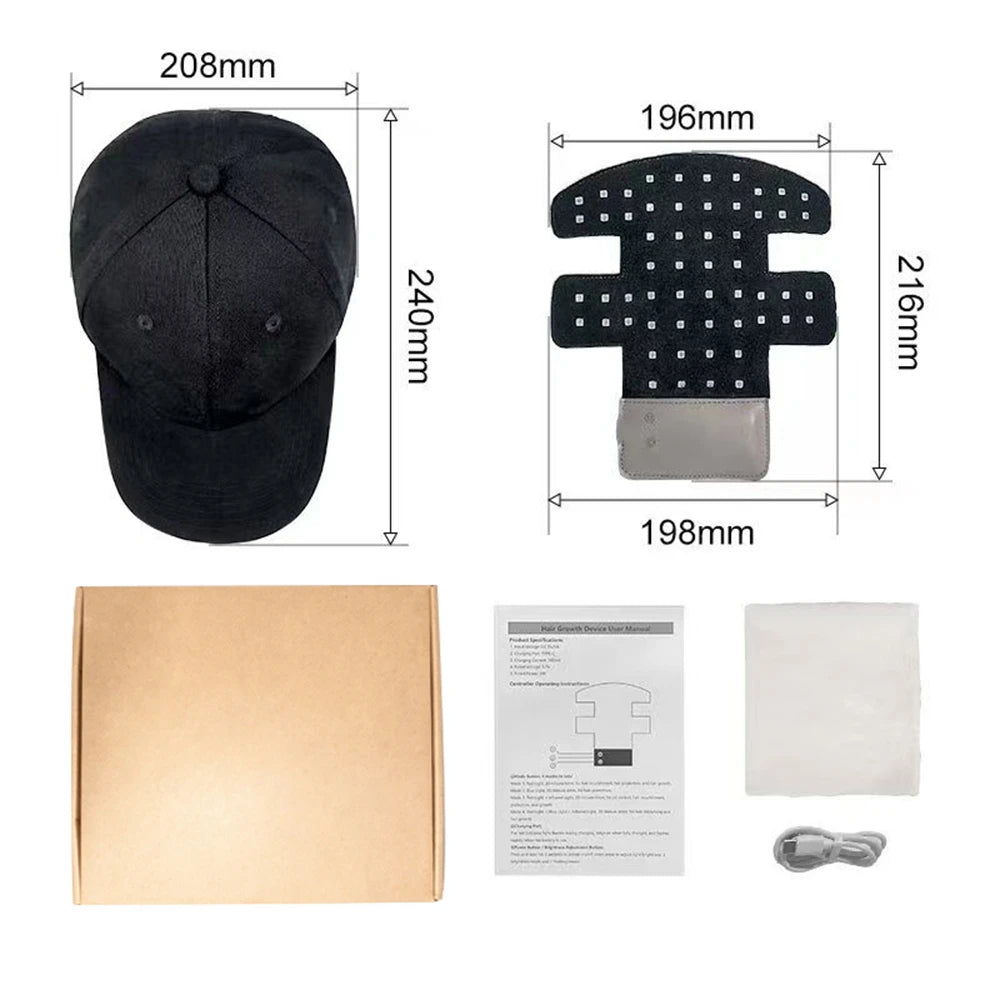 70 LED Red & Blue Light Hair Growth Cap | Scalp Massager Hair Growth Therapy Cap Qst Red Light Cap China Mainland USB Type-C