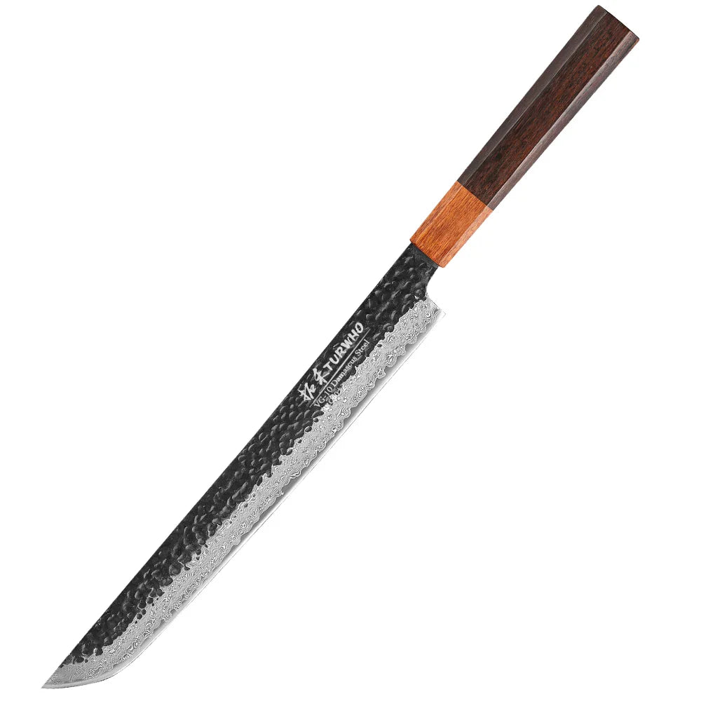 TURWHO Damascus Steel Sashimi Slicing Knife 10.5" DIY Handle Damascus Kitchen Knife Qst Rosewood 3 10.5 inch