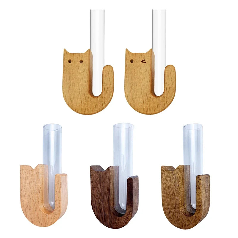 Cat Whisker Keeper Vase Fridge Magnet – Wooden & Glass Cat Whisker Keepsake Qme