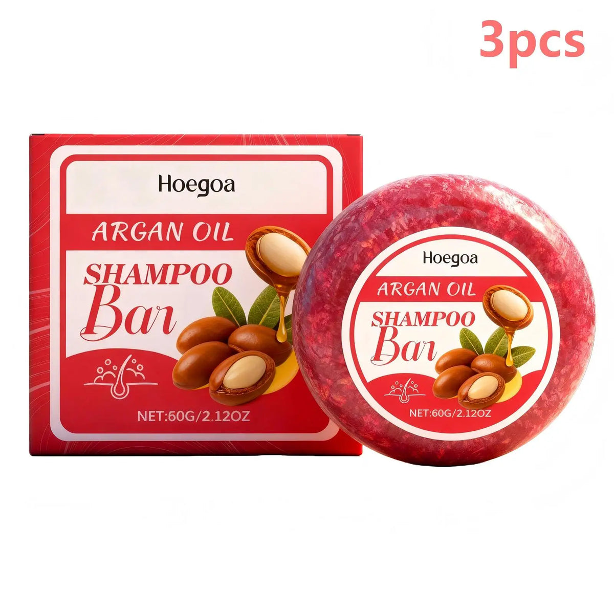 Hoegoa Argan Oil Shampoo Bar – Nourishing Scalp & Hair Care Solid Shampoo Bar Qst 3pcs