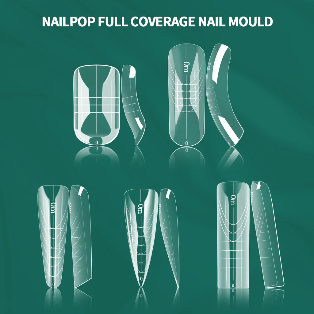 Nailpop Square Coffin Dual Forms Nail Extension Gel Mold 150pc Nail Extension Mold Qme