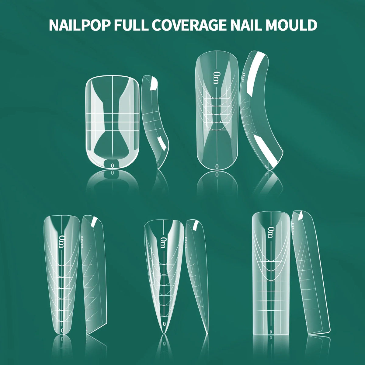 Nailpop Square Coffin Dual Forms Nail Extension Gel Mold 150pc Nail Extension Mold Qme