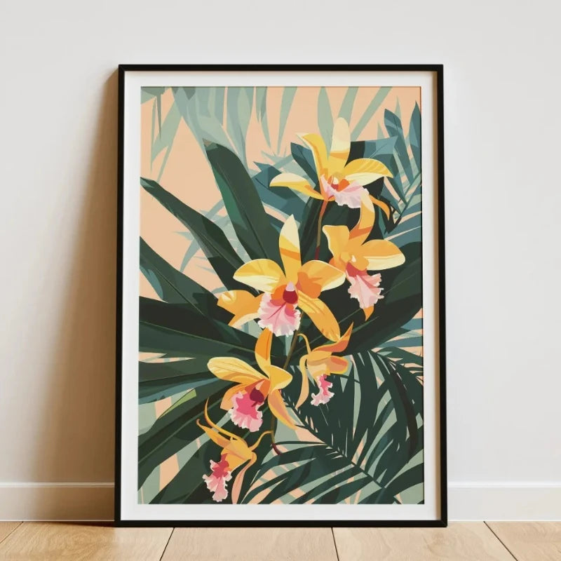 Minimalist Botanical Canvas Wall Art – Bamboo Tropical Leaf Canvas Wall Art Qst