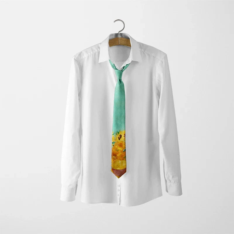 Retro Floral Oil Painting Necktie – Business & Wedding Tie Floral Print Necktie Qme