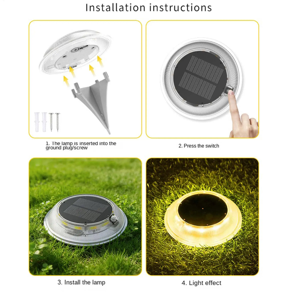 Solar Ground Lights Waterproof Transparent Pathway & Patio Decor Solar Pathway Lights Qme