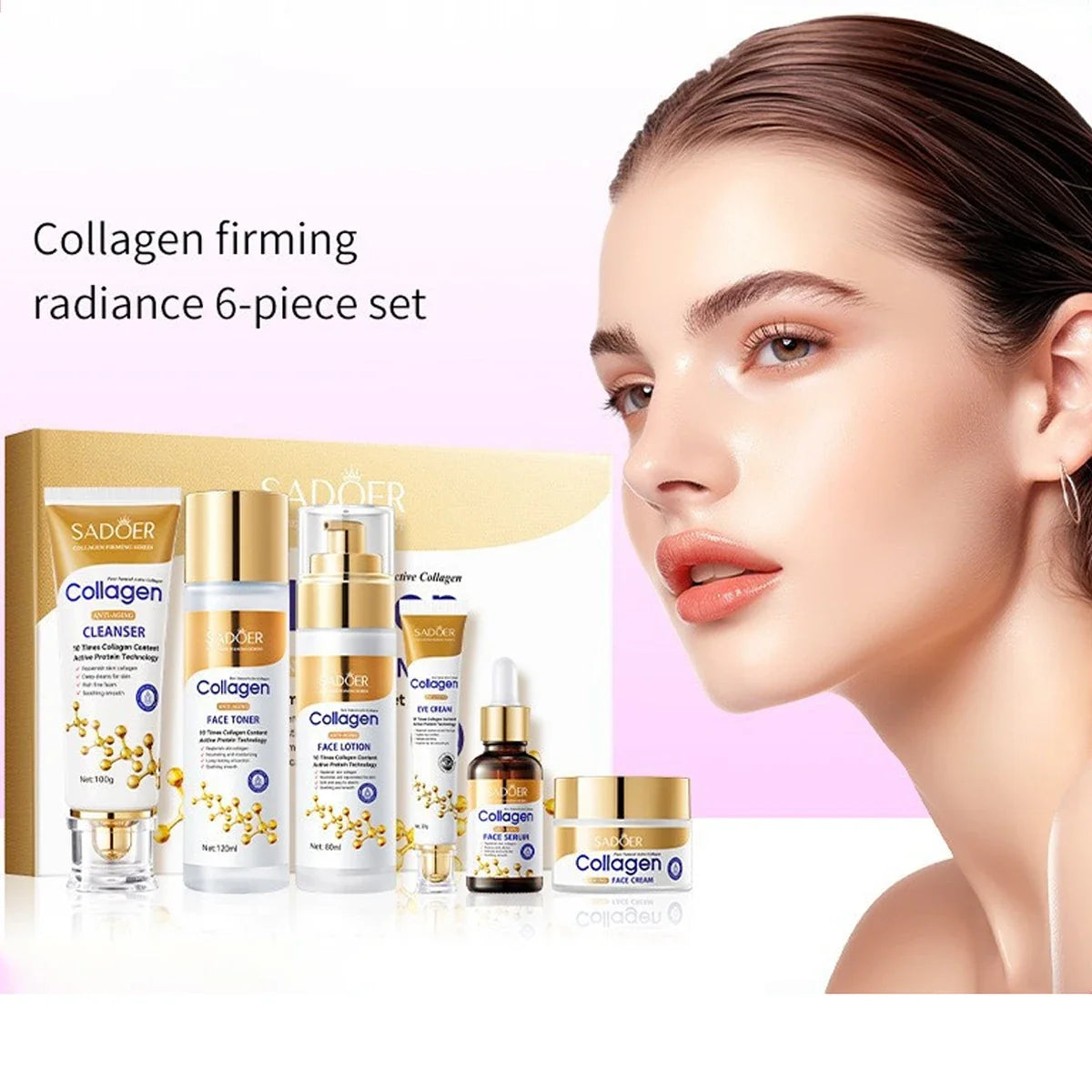 Collagen Firming Radiance 6-Piece Skincare Set | Hydrate & Firm Collagen Skincare Set Qme
