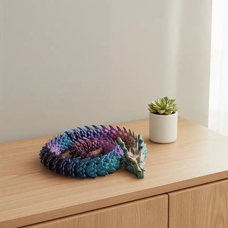 3D Printed Articulated Dragon & Egg Figurine | Home Decor Articulated Dragon Figurine Qme