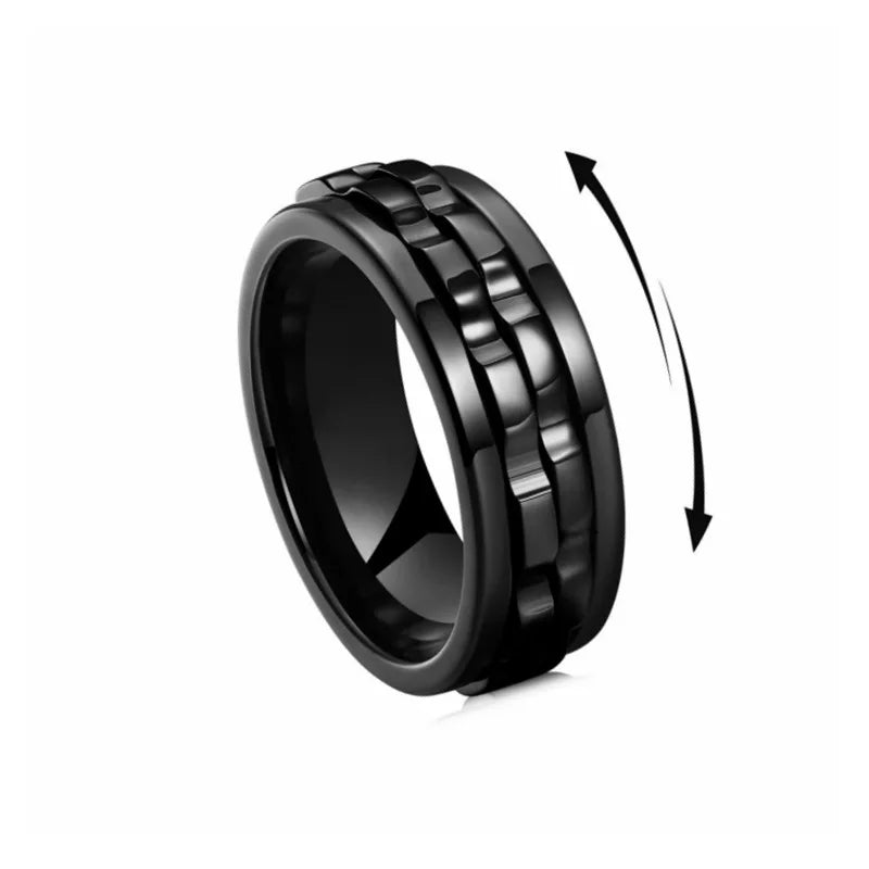 Punk Gear Rotating Fidget Spinner Ring – Titanium Steel Spinner Ring Qme