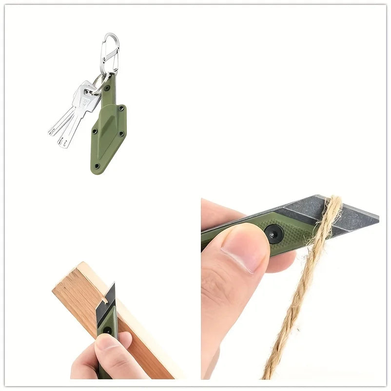 Mini Portable Straight Knife Key Necklace Pendant Cutter Mini Utility Knife Qst