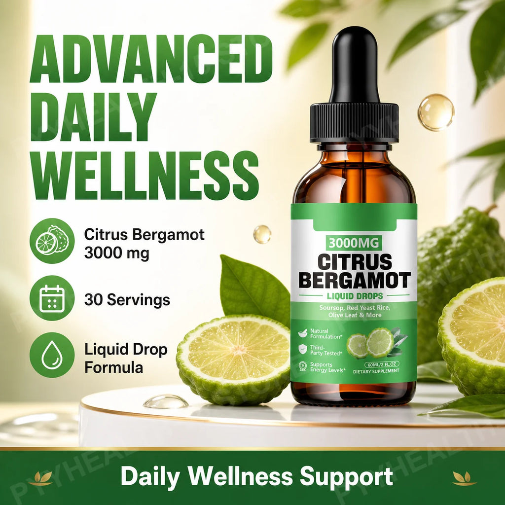 Citrus Bergamot Liquid Drops 3000mg 2-Pack | Heart Wellness Wellness Liquid Supplement Qst