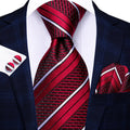 Men's Striped Silk Necktie & Pocket Square Set | Hi-Tie Necktie & Pocket Square Set Qme N-3941