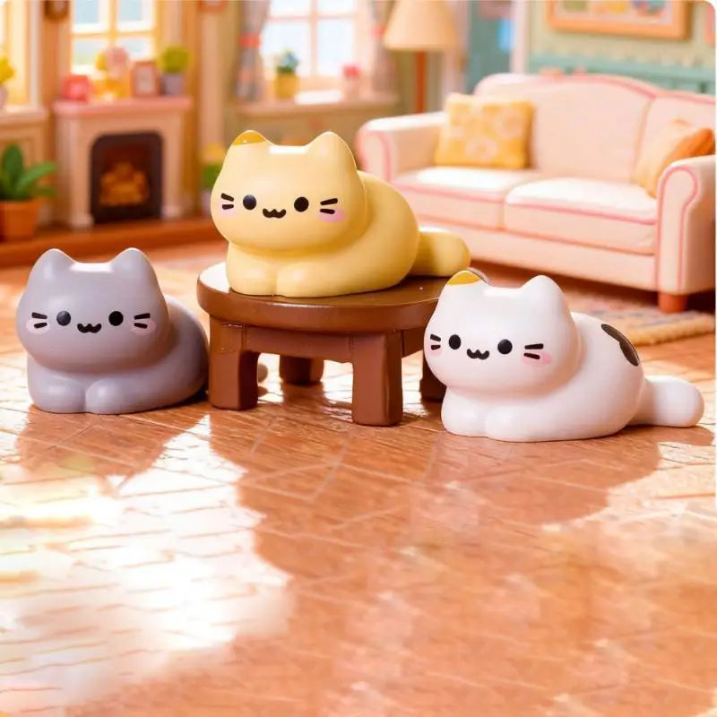 Cute Cat Figurine Miniature Resin Kitten Ornament Set of 8 Miniature Figurine Set Qme