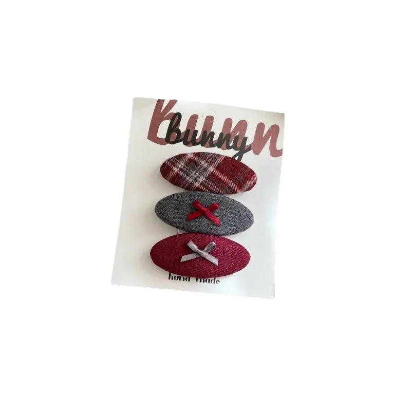 Korean Plaid Bow Hair Clips Set – 2/3 Pcs Barrettes Hair Clips Set Qst