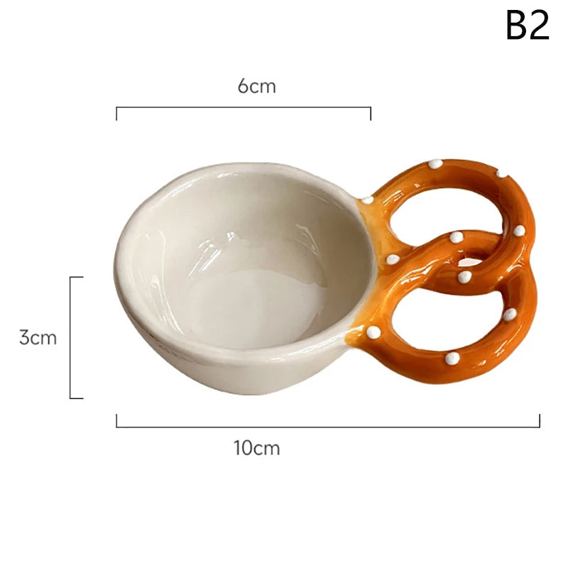 Ceramic Dipping Sauce Dish with Bread Handle – Condiment Bowl Ceramic Condiment Dish Qst B2