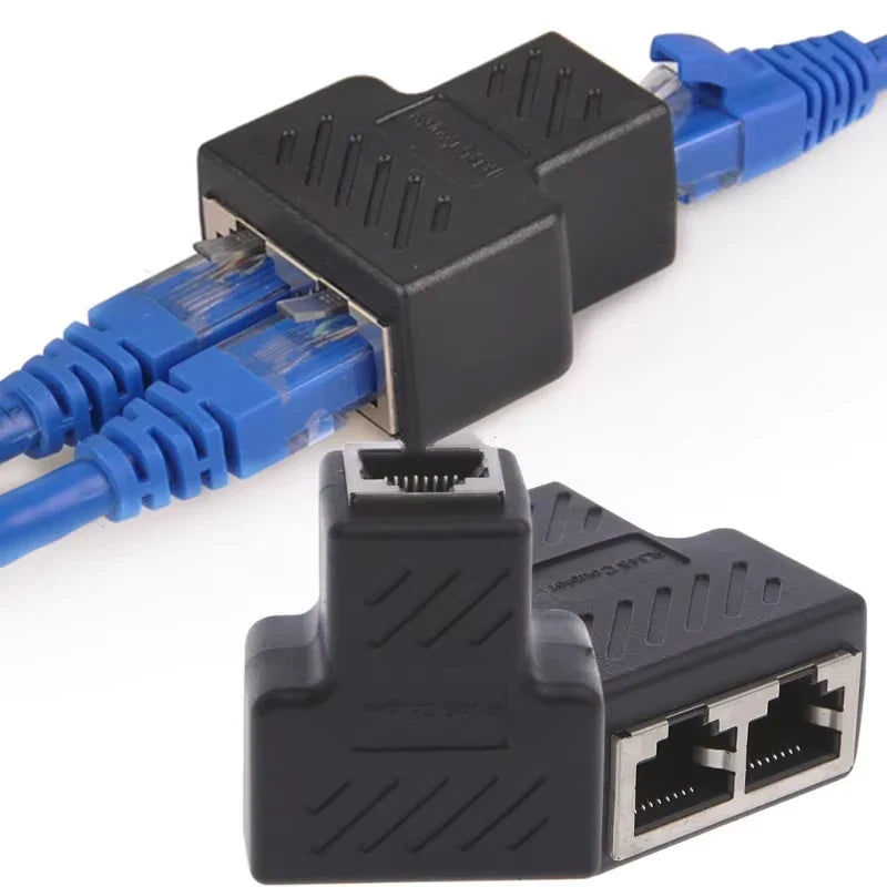 RJ45 Female Splitter – 1 to 2 Way LAN Ethernet Network Adapter Network Cable Splitter Qme