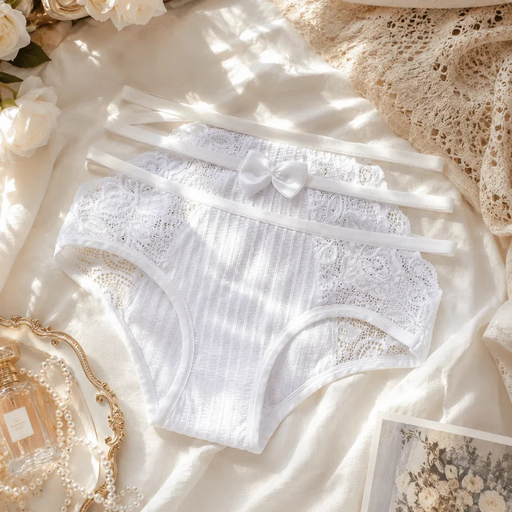 Women's Floral Lace Mesh Hollow Out Panties Lingerie Lace Panties Qme