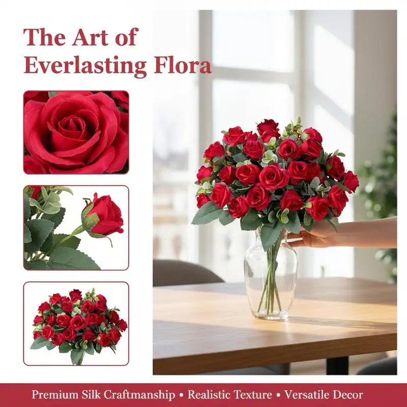 Artificial Silk Rose Bouquet – Wedding & Home Decor | 6 Colors Artificial Flower Bouquet Qme