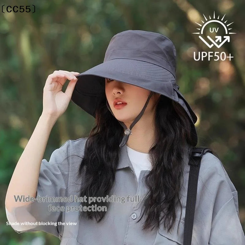 Women's Wide Brim Sun Hat with Neck Cover – UV Protection Sun Protection Hat Qst