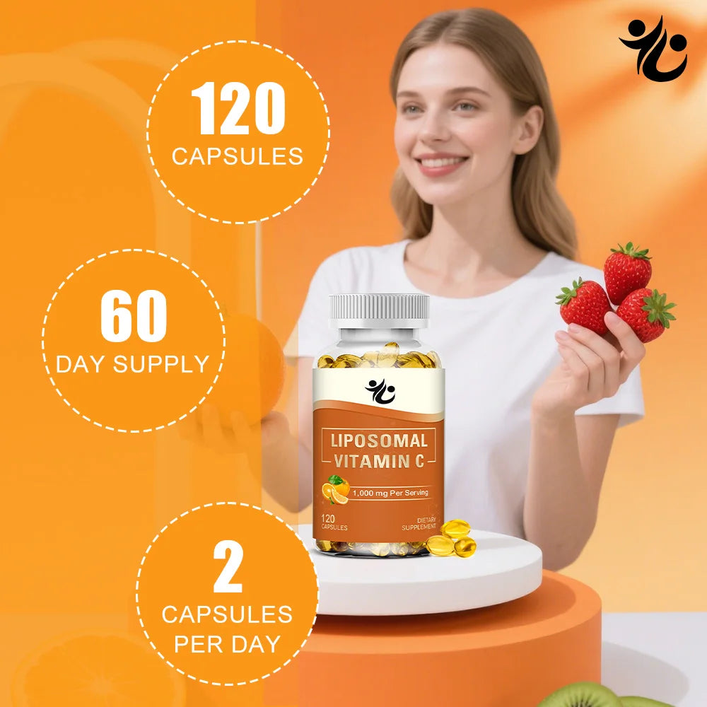 Liposomal Vitamin C 1000mg Capsules – High Absorption Antioxidant Vitamin C Supplement Qst