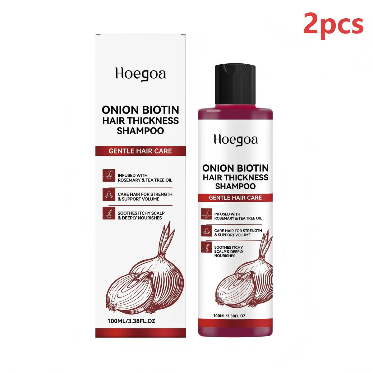 Hoegoa Biotin Onion Rosemary Shampoo – Thicker Stronger Hair Hair Growth Shampoo Qst 2pcs