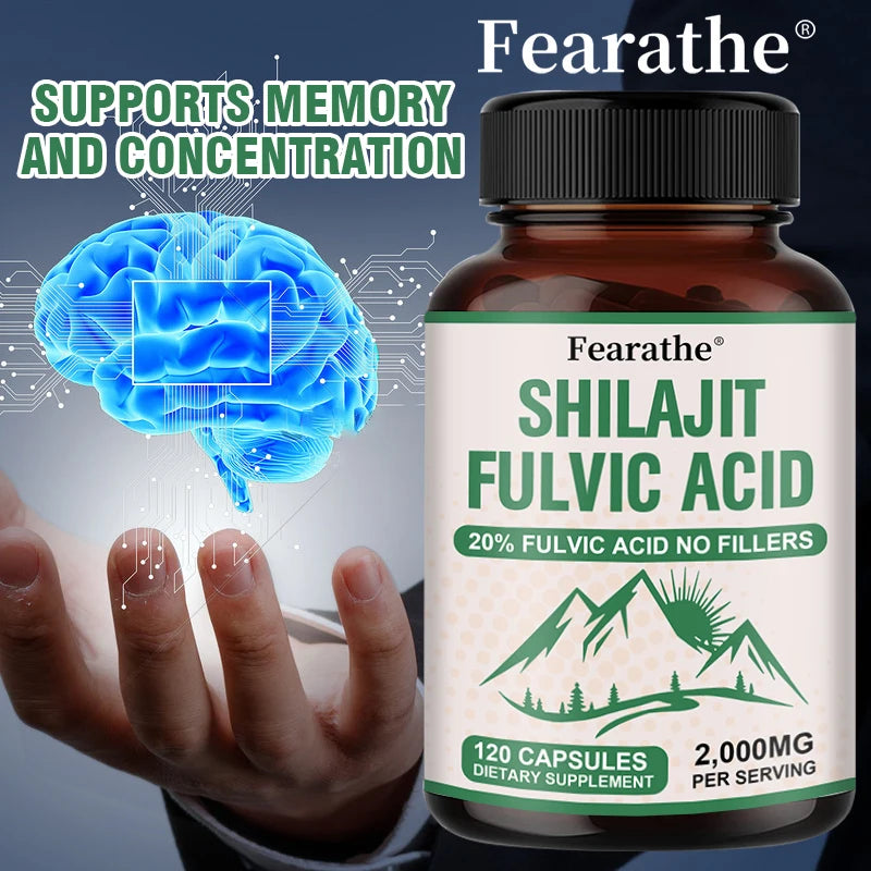 Fearathe Shilajit Capsules 120ct | Energy, Focus & Immune Support Herbal Supplement Qst