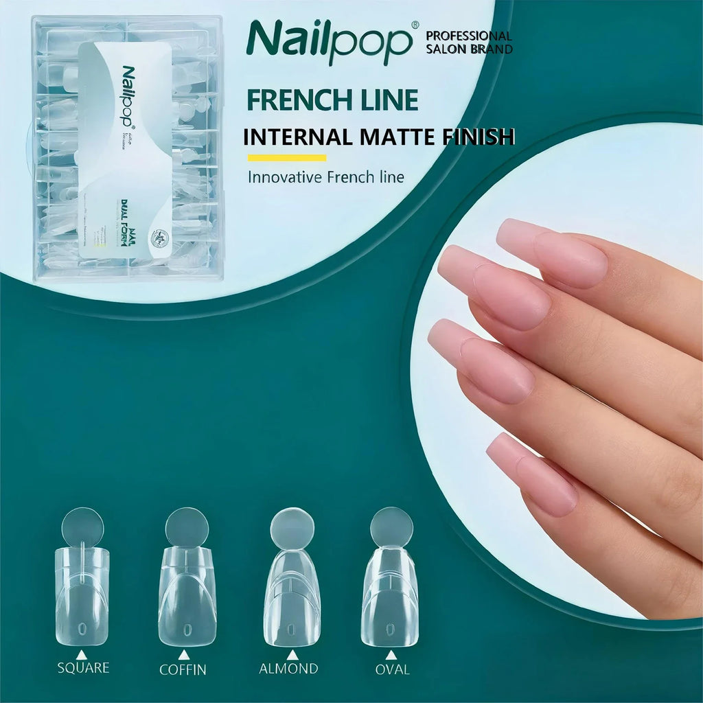 Nailpop 140pc French Line Dual Forms Nail Tips – 14 Sizes Nail Extension Forms Qme